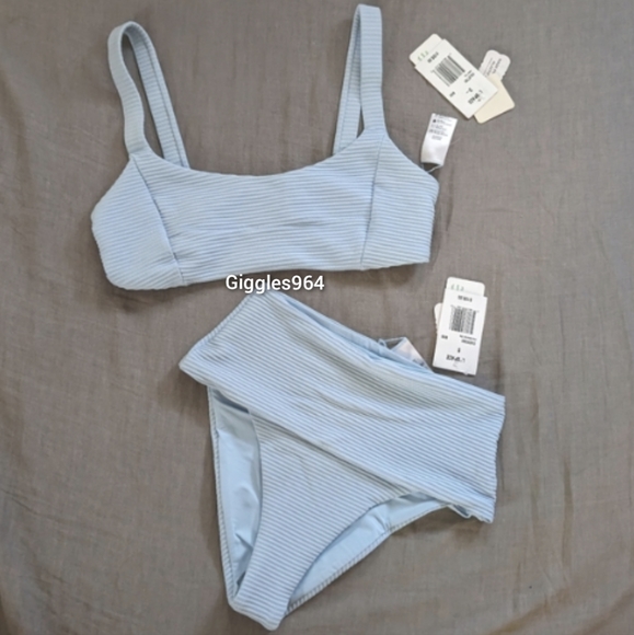 L*Space Jess Desi Bikini Set Sky Blue Ribbed - Picture 1 of 9